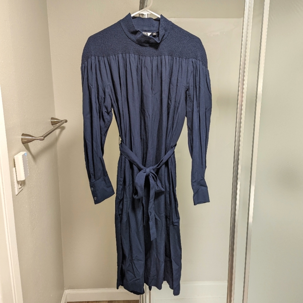 Uniqlo Mockneck Long Sleeve Shift Dress Size XS Navy Blue